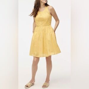 J. Crew Factory Yellow Pineapple Embroidered Cotton Dress - Size 4